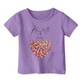 thumbnail image 4 of MIXUE Juniors Girls Tops & T-Shirts Children Carnival Letter Print Round Neck Short Sleeve Pullover Tshirts Outwear,Purple,12-13 Years, 4 of 4