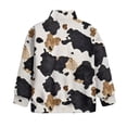 thumbnail image 5 of Uorisanigo Girls Sweatshirts Fashion Long Sleeve Lapel Zipper Sweatshirt Brown Black Cow Print Fall Trendy School Quarter Zipper Pullover Jackets for Sports and Daily Wear, 5 of 7