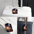 thumbnail image 6 of Square PU Leather 2 Pack Travel Tag - Bag Tag - Suitcase Tag with Privacy Cover and Stainless Steel Ring - Suitable for Travel, Backpack, and Handbag Galaxy, 6 of 7
