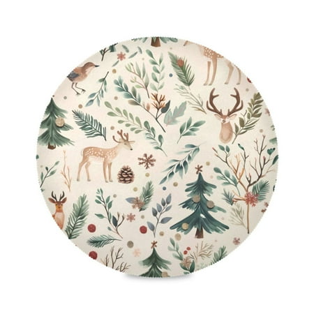

Round Plate Mat 15.4x15.4 Inchesx1 Placemat Table Mat Kitchen Mat Coffee Mat Fabric Thick Strong Wear-Resistant Heat Resistance Santa Fawn