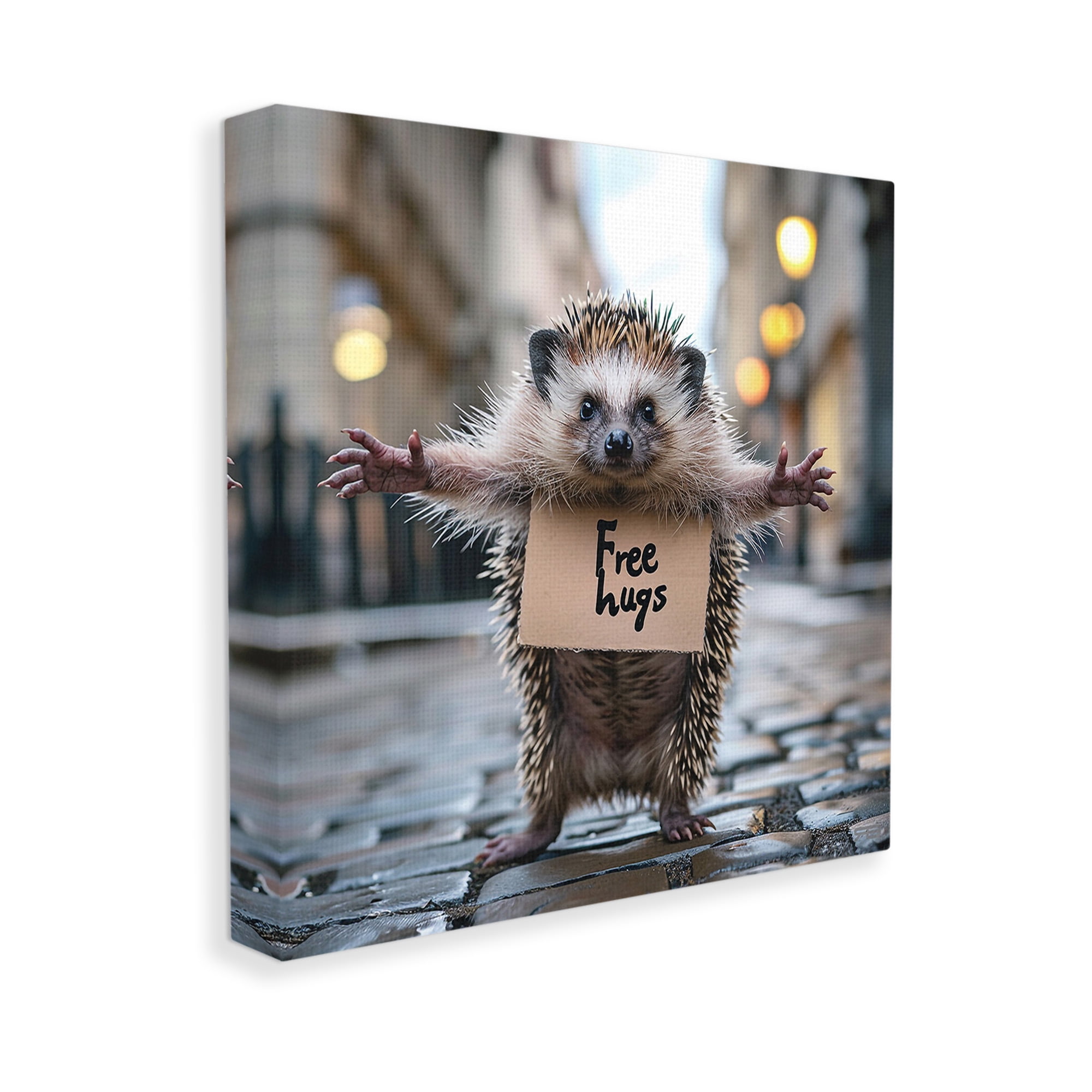 Stupell Industries Free Hugs Hedgehog Animals & Insects Painting Gallery Wrapped Canvas Art Print Wall Art, 30 x 30