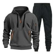 thumbnail image 2 of LEKDFST Men's 2 Piece Athletic Outfits Set Solid Hoodie And Joggers Tracksuit Casual Sweat Sets Grey XXXL, 2 of 3