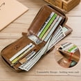 thumbnail image 2 of BULLCAPTAIN Genuine Leather Wallet for Men Large Capacity ID Window Card Case with Zip Coin Pocket Brown, 2 of 6