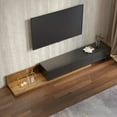 thumbnail image 3 of POVISON 78.74"-141.73" Crator Rectangle Wood Extendable TV Stand, Black and Walnut Media Console with 3-Drawer, 3 of 12
