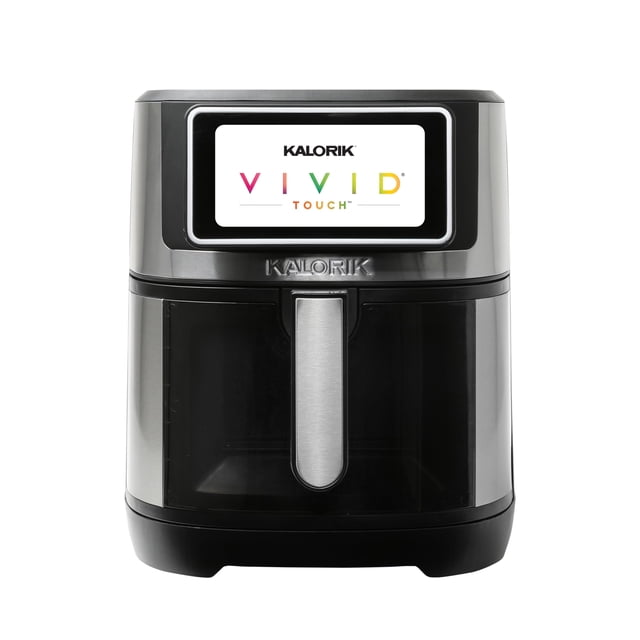Kalorik VIVID TOUCH Freidora de aire con pantalla táctil de alta resolución de 7 cuartos con ventana, acero inoxidable