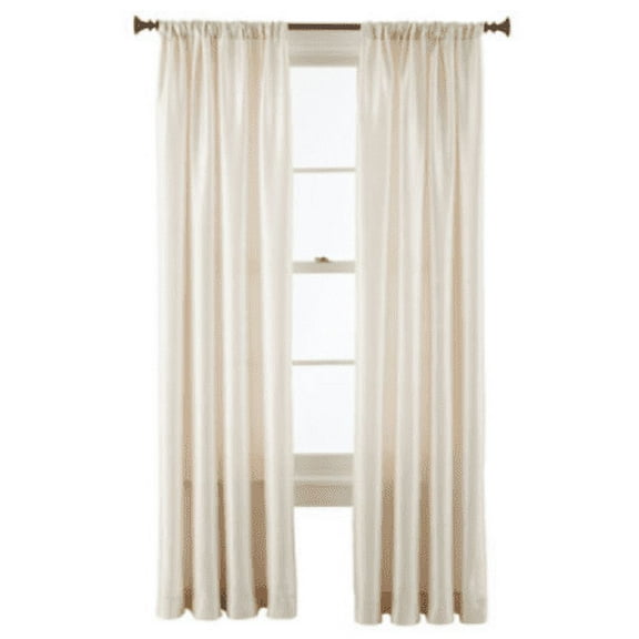 2-PC Set MR2 Ivory color Rod Pocket Faux Silk Window Curtain Treatment, Set of Two (2) Solid Semi Sheer Panels 55" W x 84" L (Each)