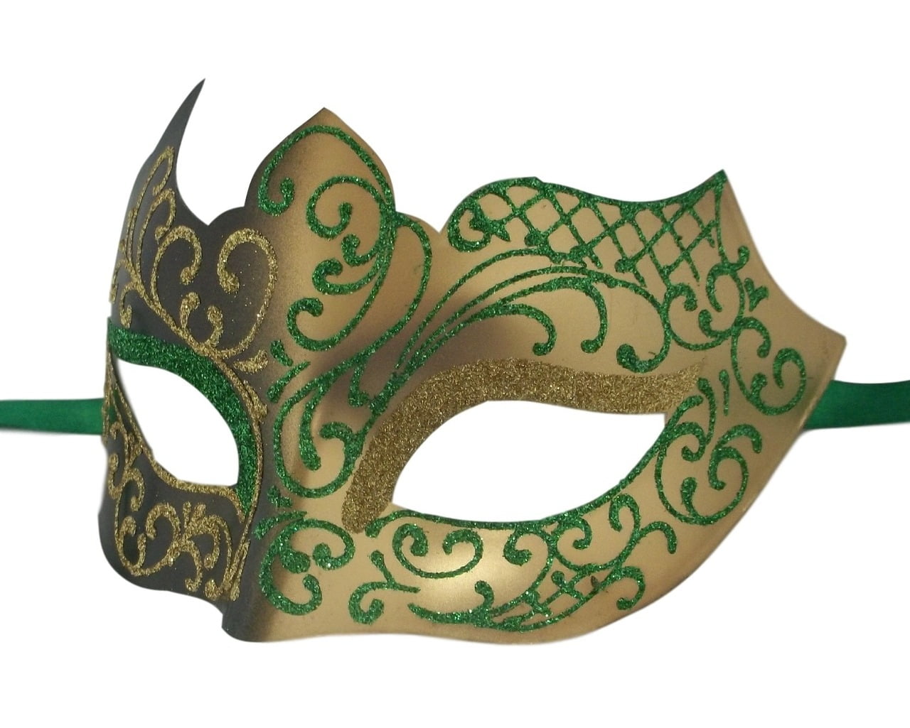Green Gold Unique Mardi Gras Masquerade Prom Mask