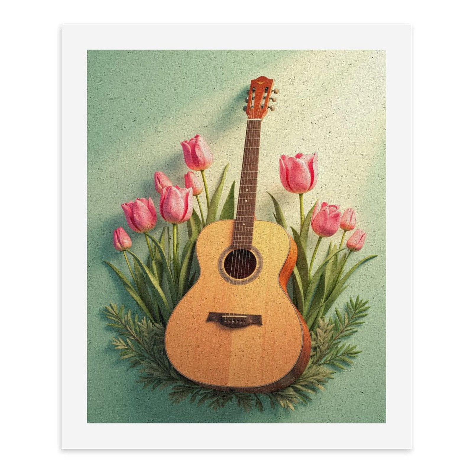 Paint By Numbers Kit for Adults Beginner - DIY Guitar Tulips Art Floral Canvas Painting Kits for Adults, Frameless Paint By Number for Adults for Home Wall Decor 16x20 Inch