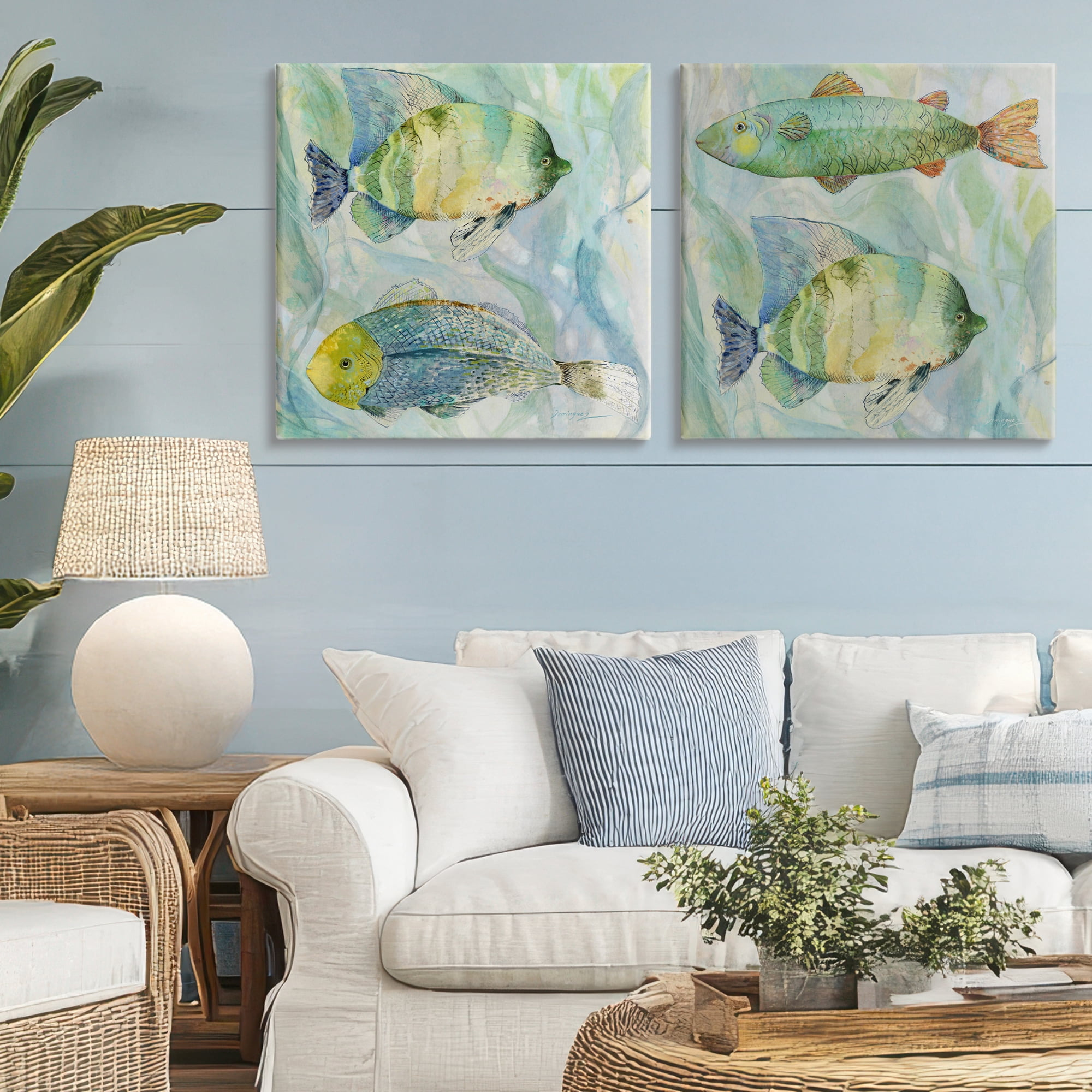 Stupell Industries Sweet Fish Aquatics 2 Piece Canvas Wall Art Set, design by Lorenzo Collective
