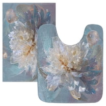 2 Piece Bath Mat Set with U-Shaped Toilet Mat and Rectangle Bath Rugs Non Slip Machine Washable Bathroom Mats Large Flower in Full Bloom