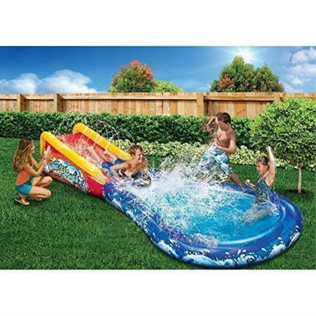 Cheap Blow Up House banzai wave crasher surf belly board water slide into pool for kids 5 - 12 blow up outdoor summer fun ()