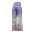 thumbnail image 4 of Work Out Leggings Gym for Women Casual Loose Gradient Tie-Dye Printed Long Wide Leg Yoga Trousers Purple L, 4 of 5