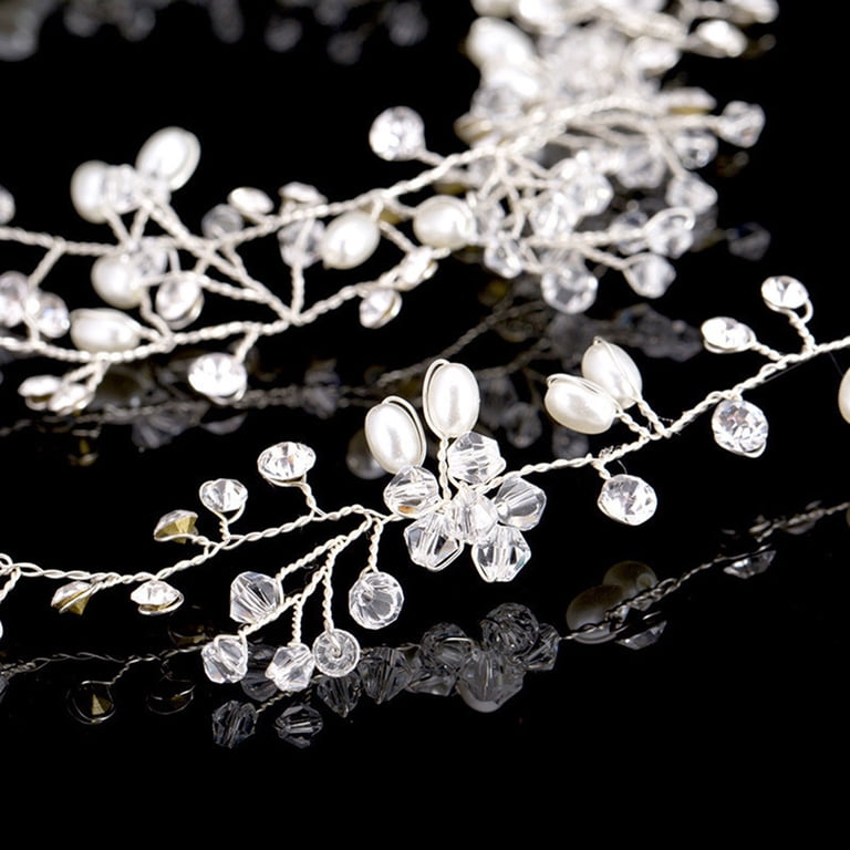 Sunjoy Tech Rhinestone Decor Handmade Flexible Bride Hair 