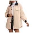 thumbnail image 2 of Qiylii Women Plush Greatcoat Turn-Down Collar Long Sleeve Jacket with Buttons, 2 of 7