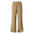 thumbnail image 5 of Guluxicc Women's Cotton Pants with Pockets Elastic Waist Long Wide Leg Trousers Summer Casual Outfits for Everyday Wear, 5 of 5