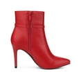thumbnail image 3 of BLISSFUL STEP Women's Ankle Boots Pointed Toe Buckle Strap Stiletto Heels Ankle Boots Red 8.5, 3 of 7