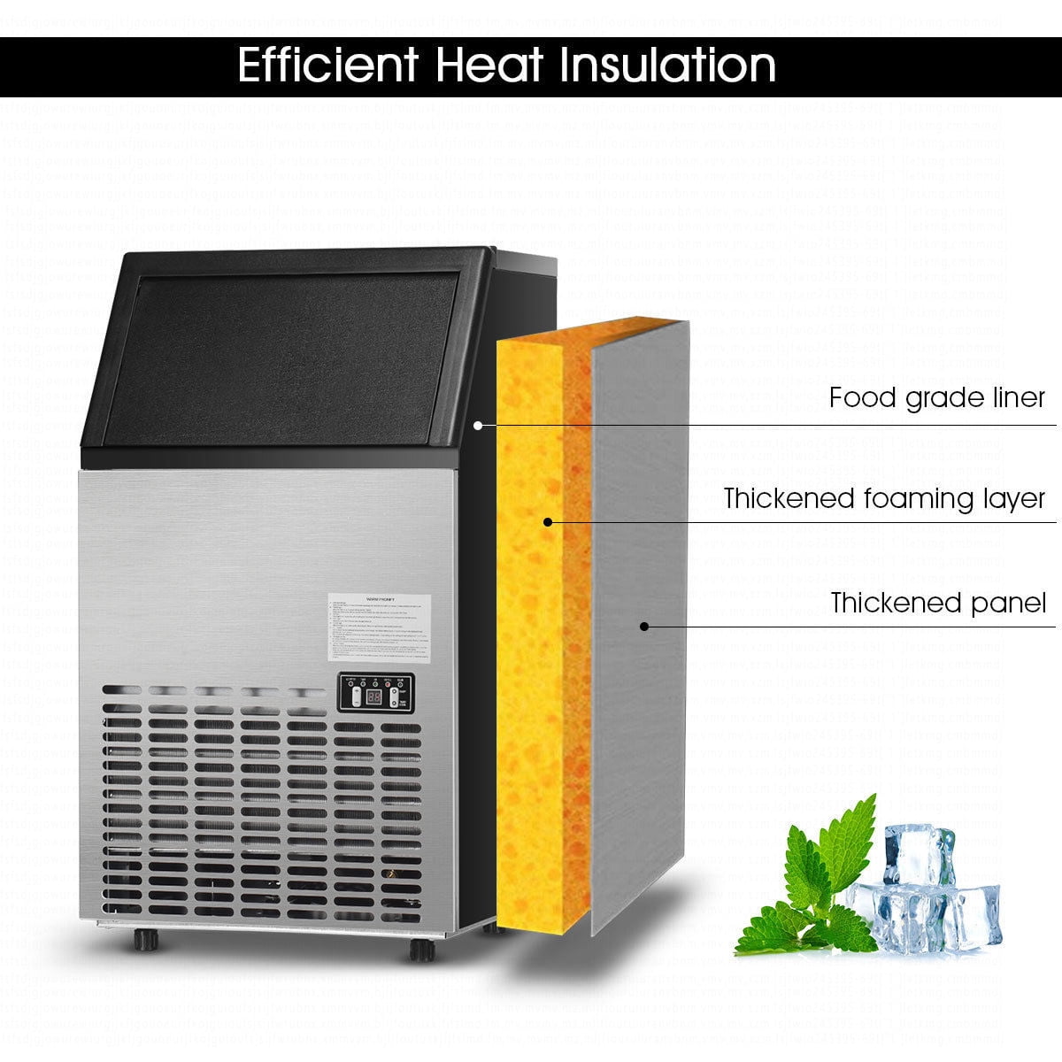 Costway Built-In Stainless Steel Commercial 110Lbs/24H Ice Maker Portable Ice Machine