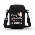 thumbnail image 2 of HELLHERO Cat & Book Pattern Design Polyester Sling Bag Adjustable Strap Travel 2 Zippers, 2 of 7