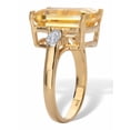 thumbnail image 2 of PalmBeach Jewelry Emerald- Cut Genuine Citrine and White Topaz Two-Tone Cocktail Ring 7.42 TCW Gold-Plated Sterling Silver, 2 of 5