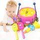 thumbnail image 3 of Juego de juguete de trompeta de tambor para niños, instrumento musical, tambor educativo, anillo de trompeta, campana, juguete de percusión para bebés y niños, Color aleatorio Inevent FN0134-00B, 3 of 6