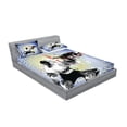 thumbnail image 2 of Hockey Fitted Sheet & Pillow Sham Set, Retro Halftone Style Backdrop Player Snowflakes and Cityscape Silhouette, Decorative Printed 6 Piece Bedding Decor Set, King, Multicolor, by Ambesonne, 2 of 3