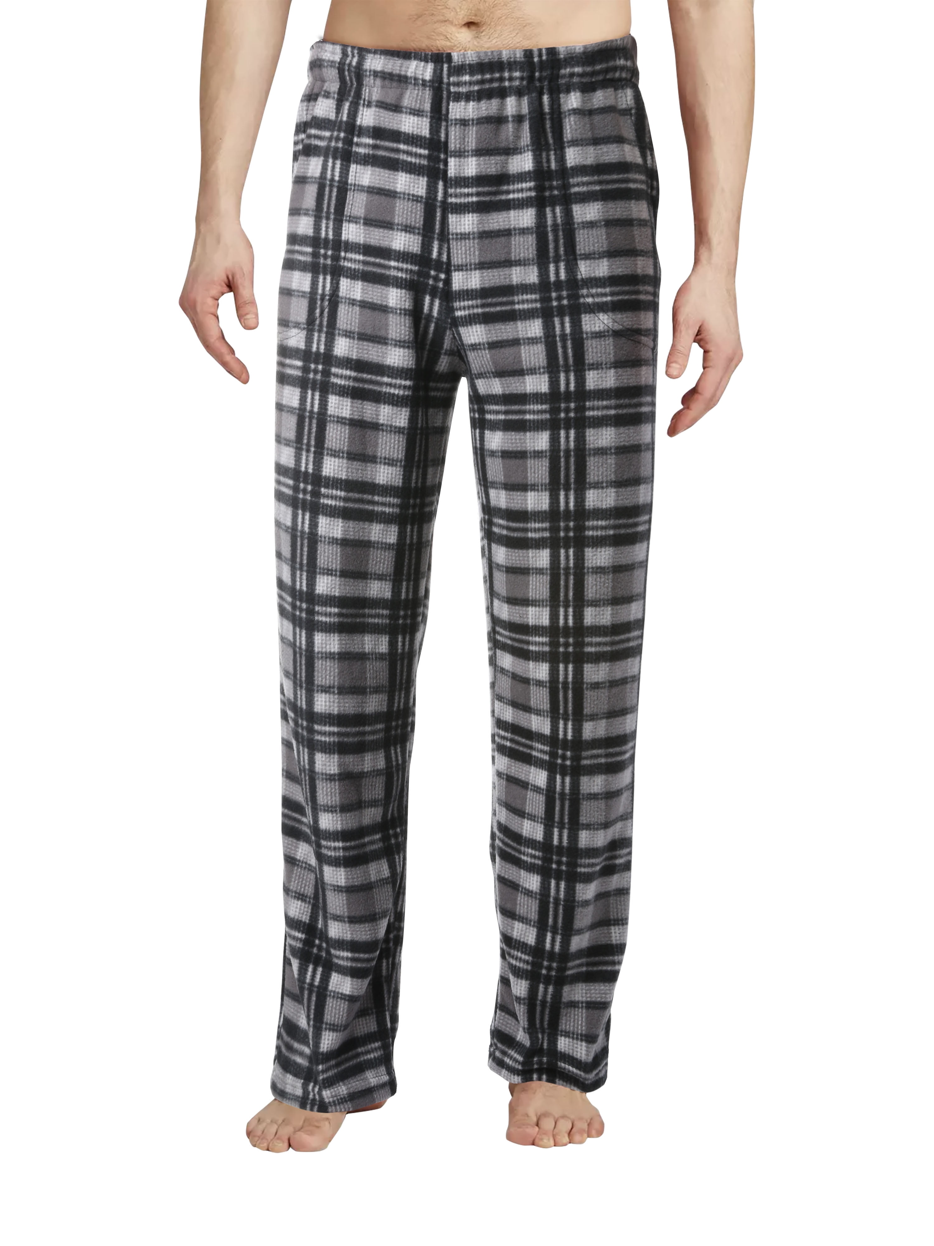 Hat and Beyond Men's Cozy Straight Fit Fuzzy Knit Homewear Plaid