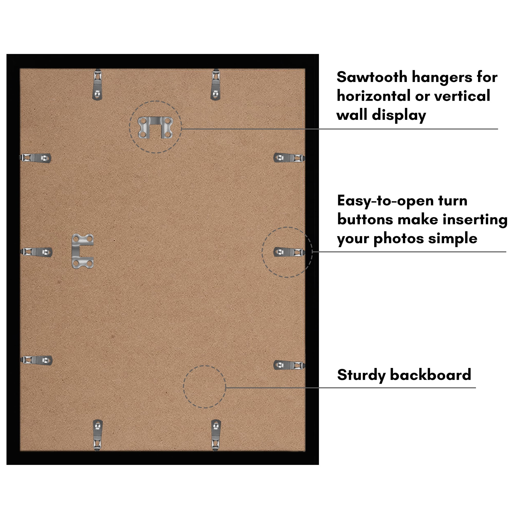 Americanflat 12x16 Picture Frame with Polished Plexiglass 5 Pack Galleria Collection Frames Wall - Black
