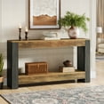 thumbnail image 4 of 63-Inch Long Console Table for Entryway, Farmhouse Wood Sofa Table Behind Couch, Rustic Brown & Black, 4 of 7