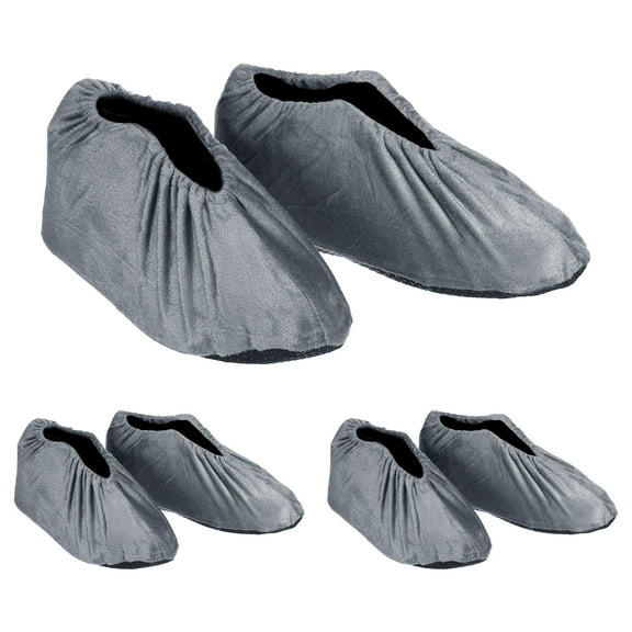 Uxcell Reusable Non Slip Shoe Covers, 3 Pairs Washable Thickened Boot Covers Soft Shoe Protectors, Blue-grey