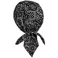 thumbnail image 3 of Paisley Doo-Rag Skull-Cap USA MADE with SWEATBAND Chemo Du-Bandana (Black Paisley), 3 of 3