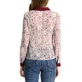 thumbnail image 3 of Allegra K Women's Contrast Color Collar See Through Floral Tops, 3 of 6