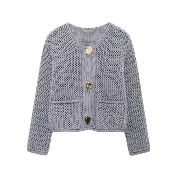 TRAF Otoño Invierno cárdigans de punto para mujer Casual botón de manga larga suéter femenino 2024 moda cárdigans sueltos para mujer abrigo