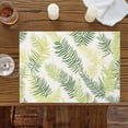 thumbnail image 2 of Sage Green Summer Botanical Placemats for Dinning Table Set of 6, Palm Leaf Modern Art Burlap Kitchen Place Mats Waterproof Cloth Table Mats, Indoor Outdoor Placemats Easy Clean Dinner Decor, 2 of 8