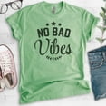 thumbnail image 2 of No Bad Vibes Shirt, Unisex Women's Men's Shirt, Vibes Shirt, Chilling Shirt, Heather Apple Green, X-Small, 2 of 6