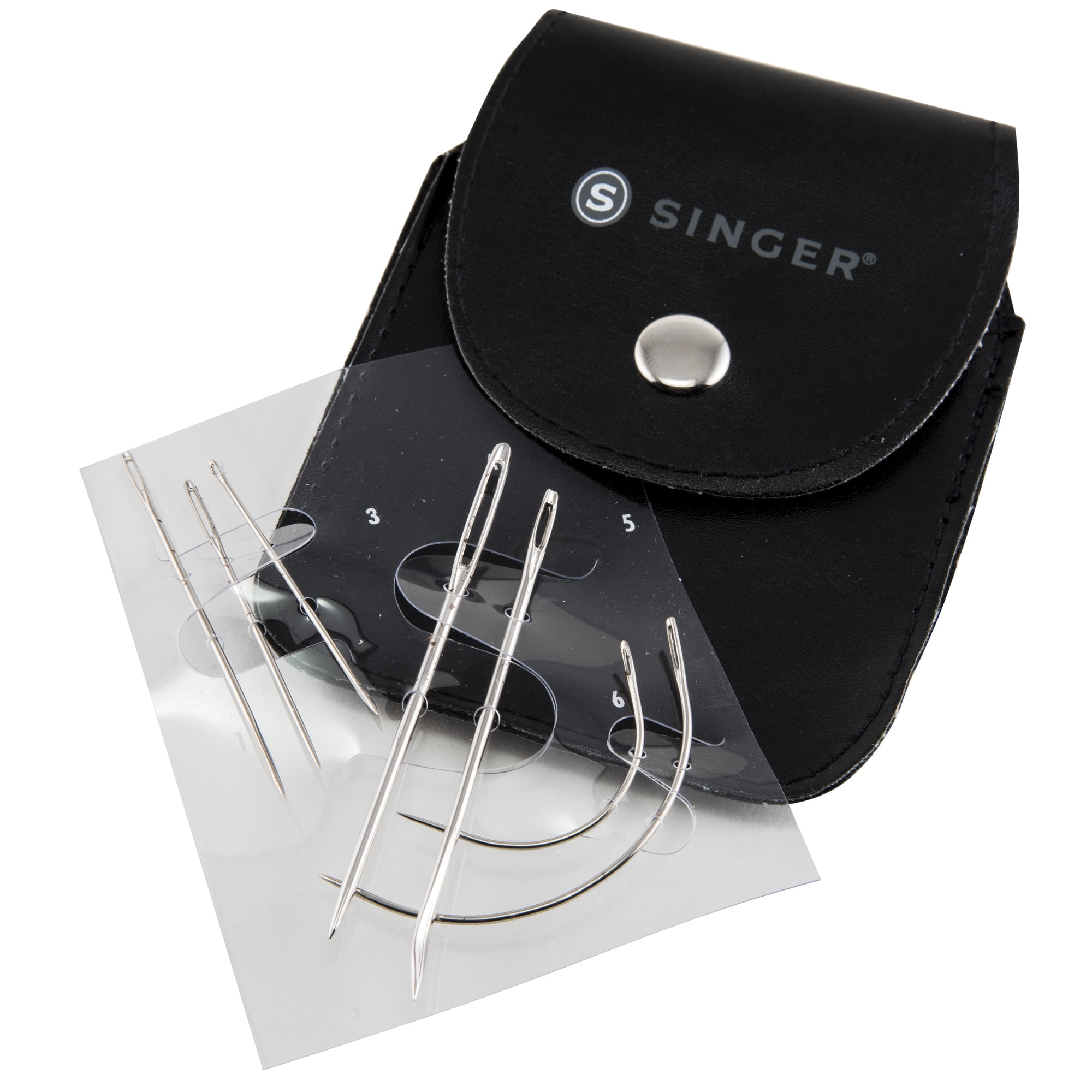 SINGER Heavy Fabric Repair Steel Hand-Sewing Needles with Storage Pouch, 7  Count 