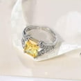 thumbnail image 4 of Yellow Square Cut AAA Cz Band for Female Gift 925 Silver Engagement Ring Sz 6-10, 4 of 5