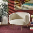thumbnail image 6 of Ember Interiors Cuno Brass Finish Velvet Upholstered Accent Chair, Beige, 6 of 10
