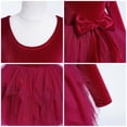 thumbnail image 4 of IBTOM CASTLE Toddler Baby Girls Velvet Tutu Dress Bowknot Ruffle Tulle Princess Christmas Birthday Party Dress Fall Winter Clothes 2-3 Years Red, 4 of 8
