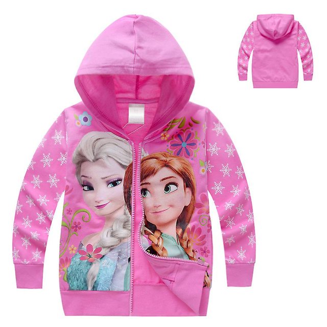 Lindas sudaderas con capucha para niñas dibujos animados Frozen Anna Elsa princesa flor impresa chico sudadera bebé cremallera chaqueta niños ropa G