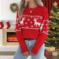 thumbnail image 6 of Fair Isle Sweater for Women Cozy High Neck Christmas Sweater Snowflake Design Holiday Fall Winter Business Casual Outfits Pullover Knit Tops Red M, 6 of 8