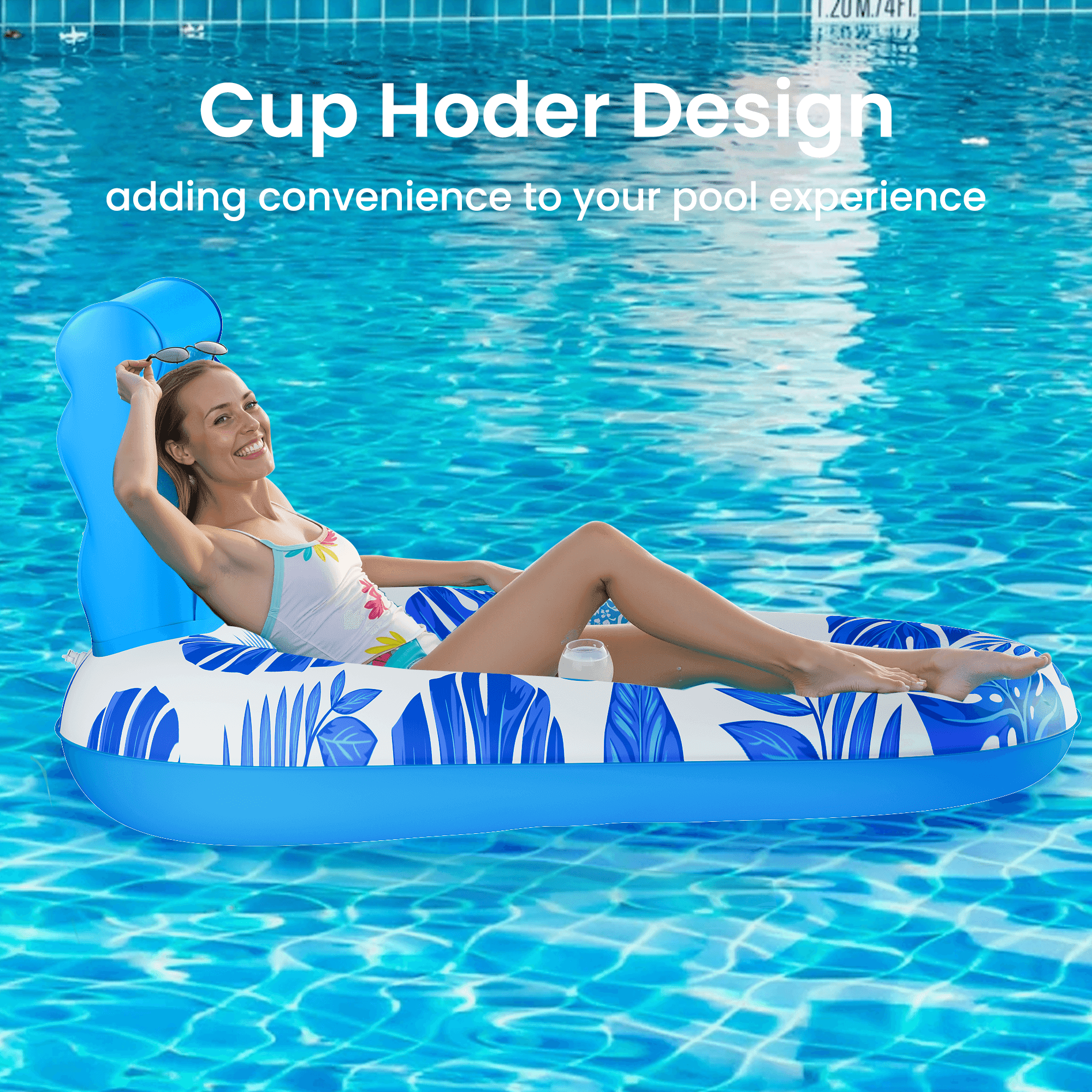 Inflatable Pool Float Adult, GVDV Pool Floaties Lounger Floats Rafts Floating Chair Floats Water Floaty for Swimming Pool Lake Lounge Float with Cup Holders Beach Pool Party Toys for Adults Kids