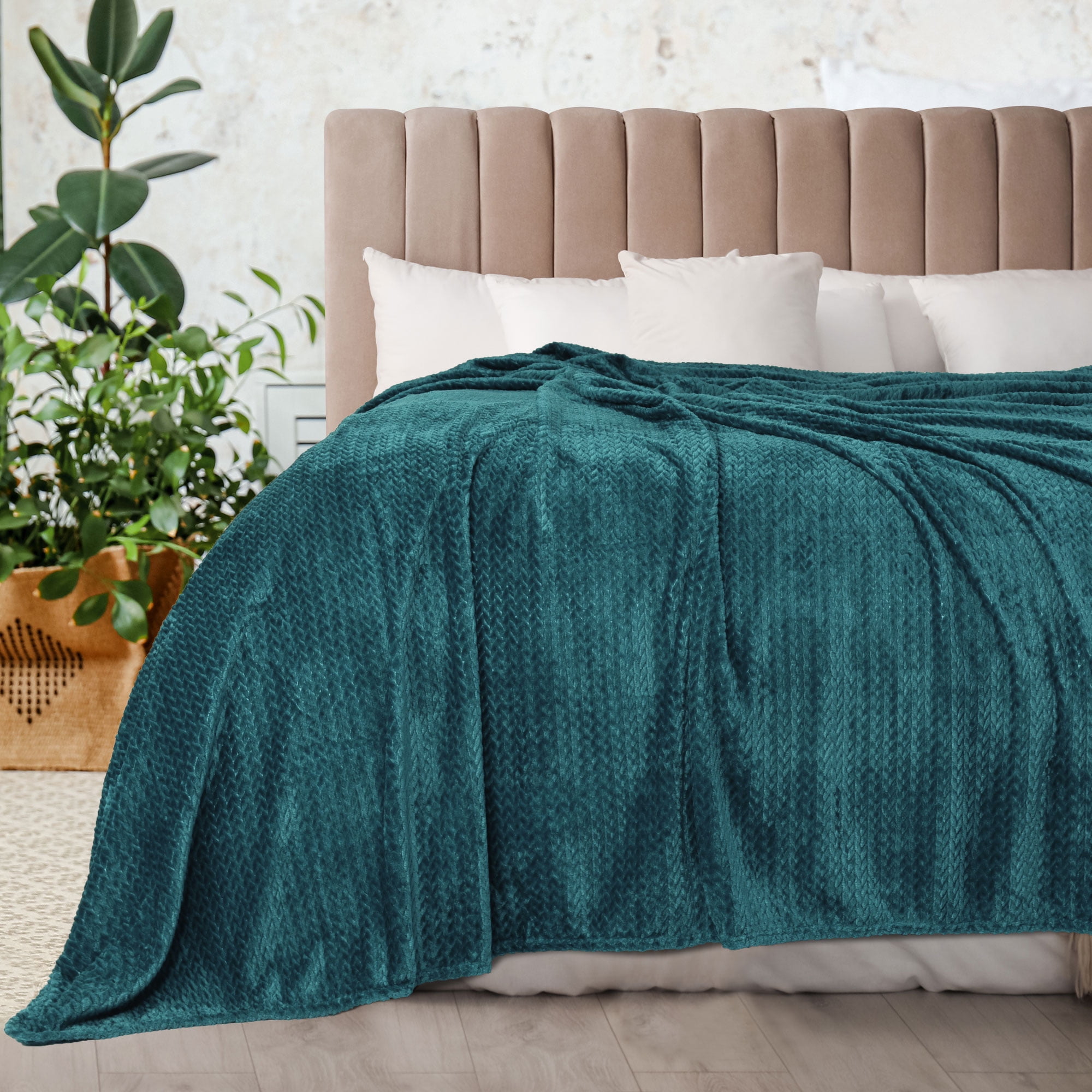 Unique Bargains Soft Flannel Fleece Sofa Throw Blanket, 59" x 78", Teal