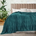 thumbnail image 2 of Unique Bargains Soft Flannel Fleece Sofa Throw Blanket, 70" x 78", Dark Green, 2 of 8