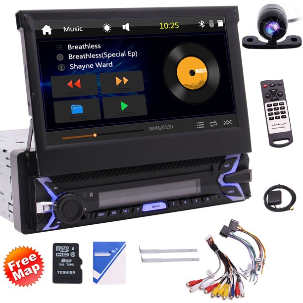 Single Din Car Stereo Free Reversing Camera 1 Din 7" Touch Screen GPS Navigation inDash Video