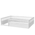 thumbnail image 5 of Aukfa Full Size Bed Frame with High Fence, Wood Montessori Floor Bed for Kids Toddler, White, 5 of 8