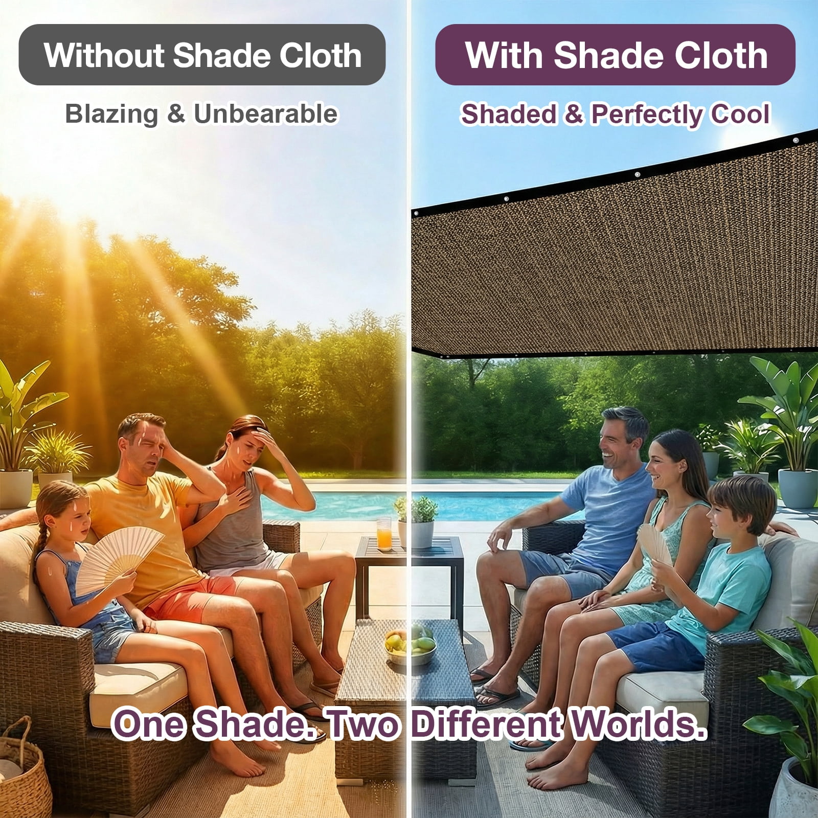 Jane Stone 90% Shade Fabric Sun Shade Cloth with Grommets,3'X6' Pergola Replacement Shade Cover Canopy for Garden Outdoor Patio,Mocha (We Make Custom Size)