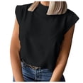 thumbnail image 2 of Lixiuxyad Loose Casual Round Neck Solid Color Short Sleeved T Shirt For Women Trendy Flowy,Black L, 2 of 6