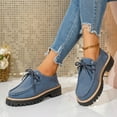 thumbnail image 3 of Rokment Womens Vintage Fashion Sneakers 2026 Spring Fall Suede Leather Lace up Chunky Mid Heel Casual Oxfords Dress Loafers Walking Shoes Blue Size 8, 3 of 6