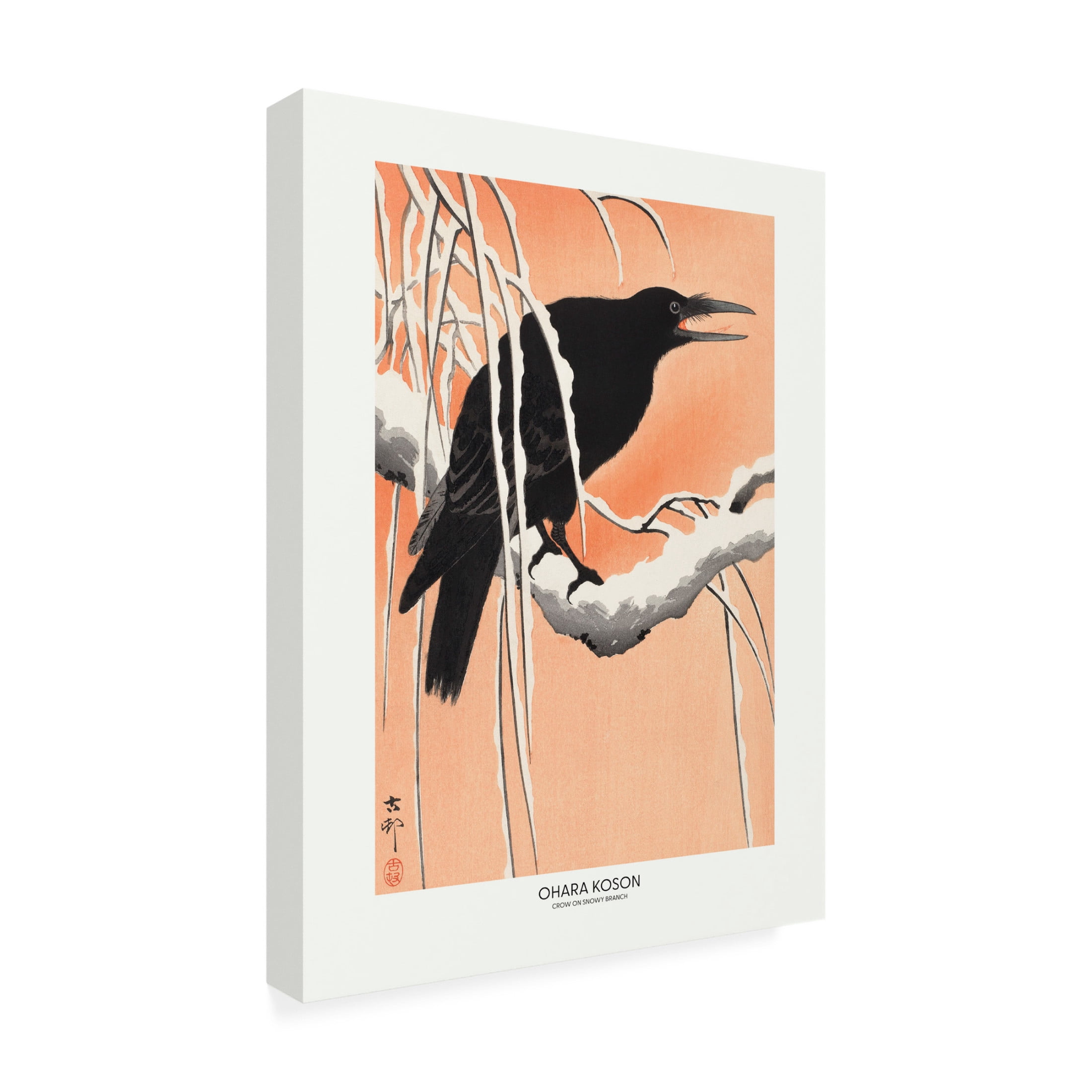 Trademark Fine Art Pictufy Crow On Snowy Branch Canvas Wall Art