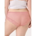 thumbnail image 2 of DARING DIVA Women's Plus Size Sheer Lace Trim High-rise Brief Stretchy Underwear M Pink, 2 of 6